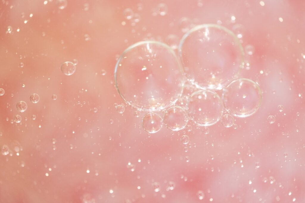 Bubbles with a pink background