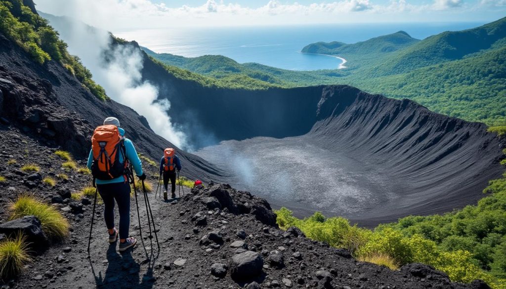 partez à l'aventure avec une randonnée au piton de la fournaise et explorez le volcan actif emblématique de l'île de la réunion, un spectacle naturel unique.